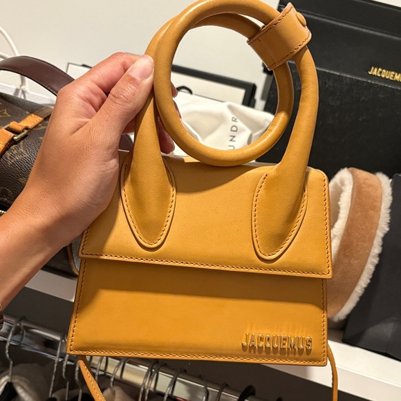 Jacquemus Handbags - Jacquemus Mustard Yellow Mini Leather Top-Handle Bag